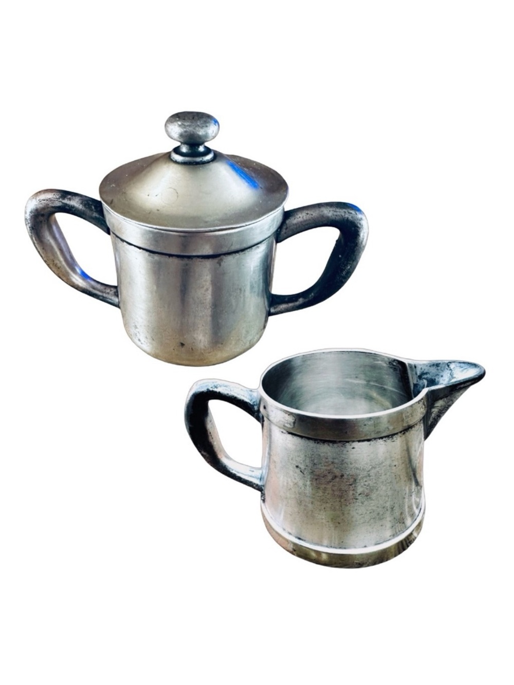 Vintage Benedict Indestructo Creamer Sugar Bowl Set EPNSBM Art Deco Hotelware
